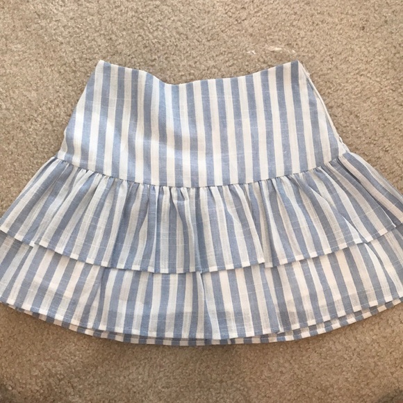 Striped, ruffled linen skirt - Picture 2 of 4